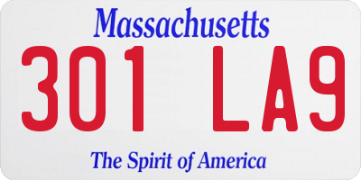 MA license plate 301LA9