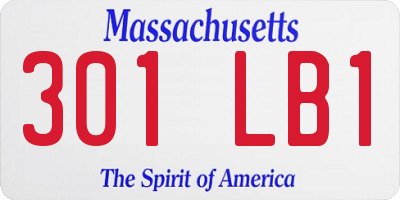 MA license plate 301LB1