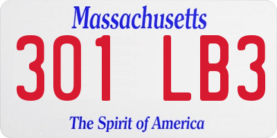 MA license plate 301LB3