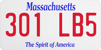 MA license plate 301LB5