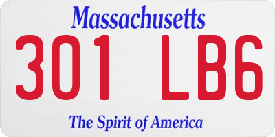MA license plate 301LB6