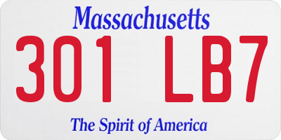 MA license plate 301LB7
