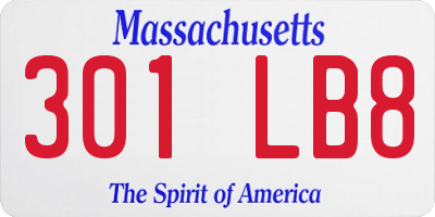 MA license plate 301LB8