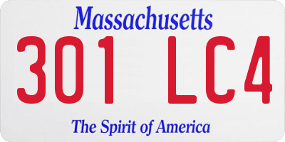 MA license plate 301LC4