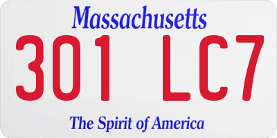 MA license plate 301LC7