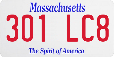 MA license plate 301LC8