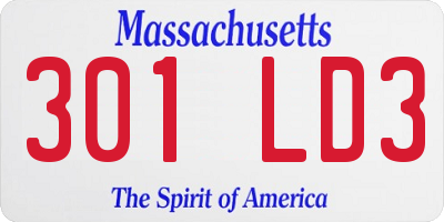 MA license plate 301LD3