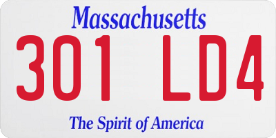 MA license plate 301LD4