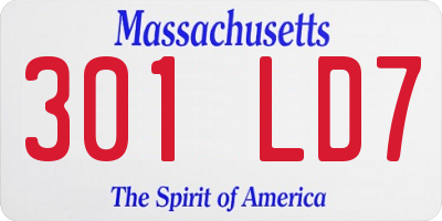 MA license plate 301LD7