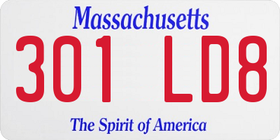 MA license plate 301LD8