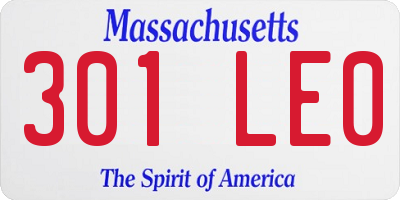 MA license plate 301LE0