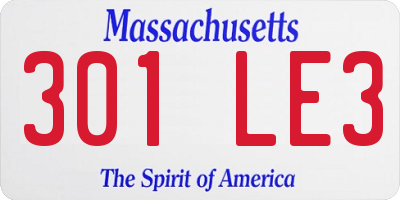 MA license plate 301LE3