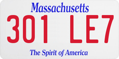 MA license plate 301LE7