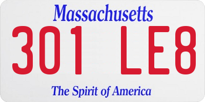 MA license plate 301LE8