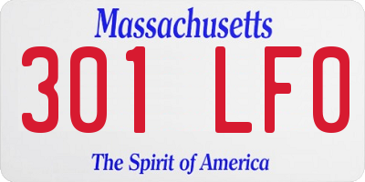 MA license plate 301LF0