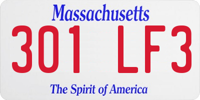 MA license plate 301LF3
