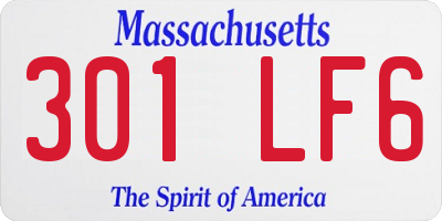 MA license plate 301LF6