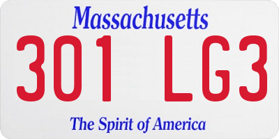 MA license plate 301LG3