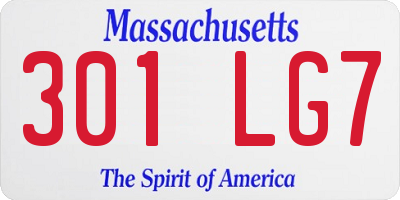 MA license plate 301LG7