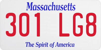 MA license plate 301LG8
