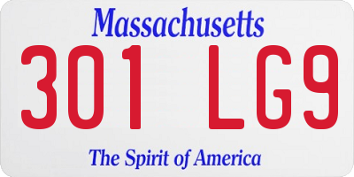 MA license plate 301LG9