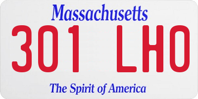 MA license plate 301LH0