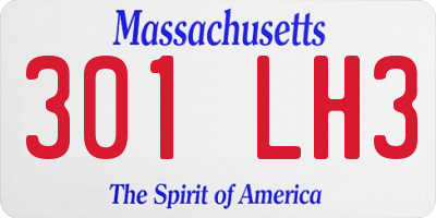 MA license plate 301LH3