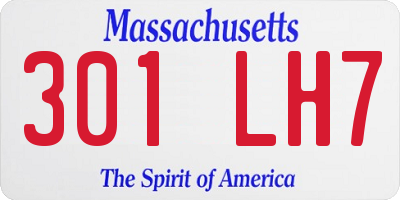MA license plate 301LH7