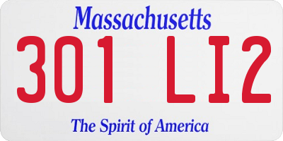 MA license plate 301LI2