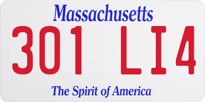 MA license plate 301LI4
