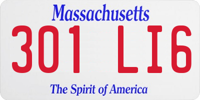 MA license plate 301LI6