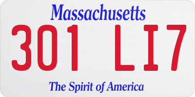 MA license plate 301LI7