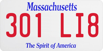 MA license plate 301LI8