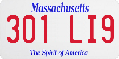 MA license plate 301LI9