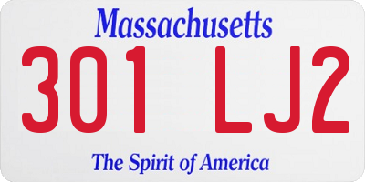 MA license plate 301LJ2