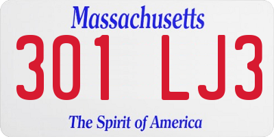 MA license plate 301LJ3