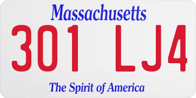 MA license plate 301LJ4