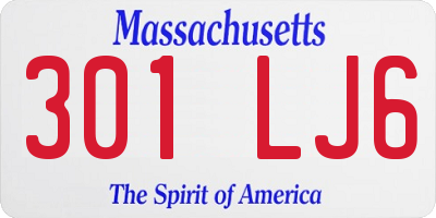 MA license plate 301LJ6
