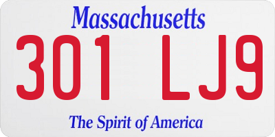 MA license plate 301LJ9