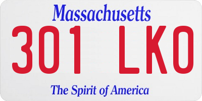MA license plate 301LK0