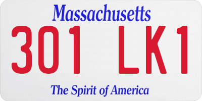 MA license plate 301LK1
