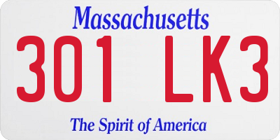 MA license plate 301LK3