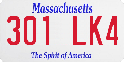 MA license plate 301LK4