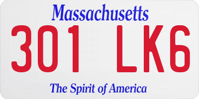 MA license plate 301LK6