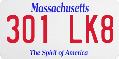 MA license plate 301LK8