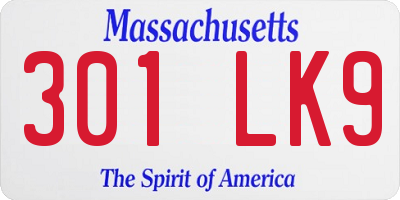 MA license plate 301LK9