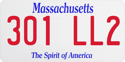 MA license plate 301LL2