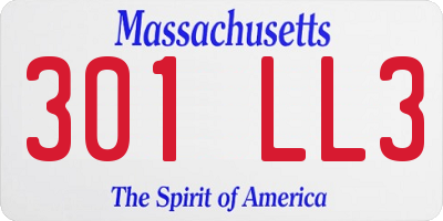 MA license plate 301LL3