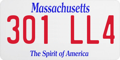 MA license plate 301LL4