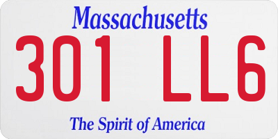 MA license plate 301LL6